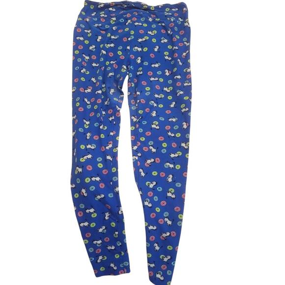LuLaRoe  Royal  blue doughnuts and unicorns print leggings - Picture 1 of 3